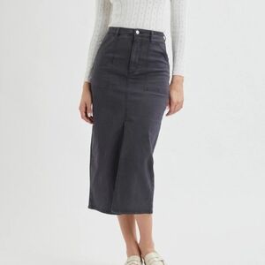 Rolla's Trade skirt in washed black A line midi Black Midi Skirt front slit Sz8